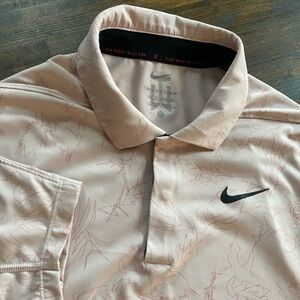 Nike Tiger Woods Golf Polo Shirt Men XS Pink Dri-Fit All Over Print Geo Abstract